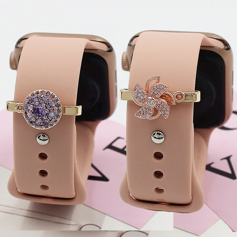 

Silicone Strap Jewelry Charms For iWatch 7 6 5 4 3 SE/Galaxy Watch 4/Classic Bracelet Rotatable Windmill For Apple Watch Band