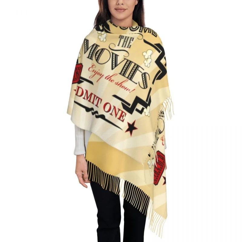 

Custom Print Movie Theater Admit One Ticket Cinema Pillow Red Scarf Men Women Winter Warm Scarves Camera Shawls Wraps