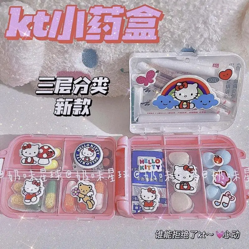 

Милый Sanrio Kawaii, маленькая аптечка Hello Kitty, портативный Рождественский подарок для девушки