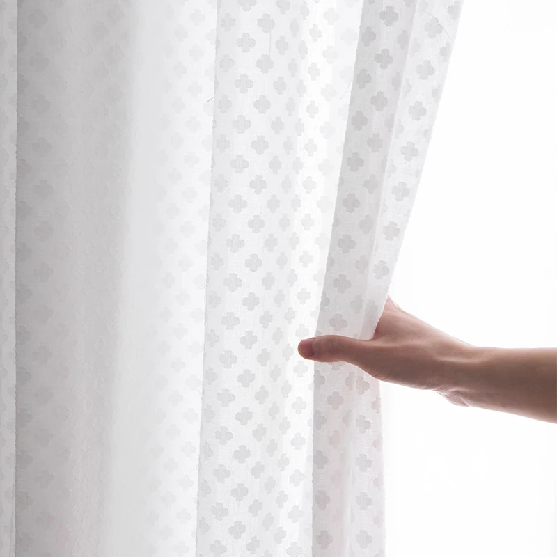 

Современные свежие белые прозрачные Занавески для гостиной, четырехлистный клевер с рисунком, вуаль, драпировка для кухни, эркера, балкона #...