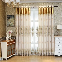 chenille luxury blackout curtains tulle elegant beige european embroidery window curtains sheer for living room bedroom