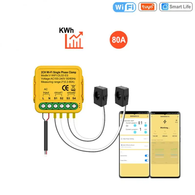 

Electricity Statistics Smart Control Real-time Monitoring Power Monitoring Energy Saving Reliable Wifi Switch Tuyasmartlife80a