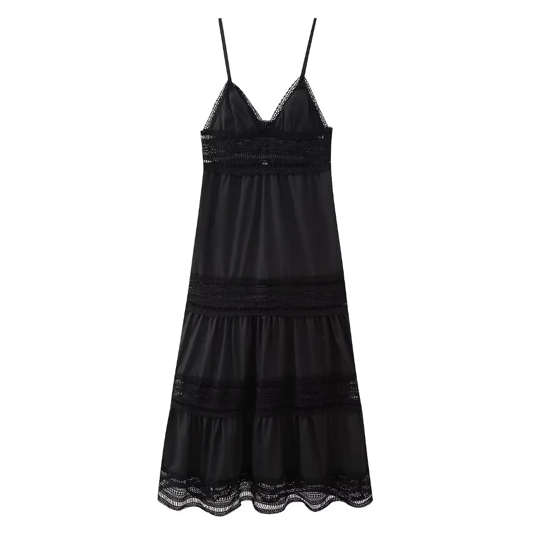 

Платье-миди женское кружевное без рукавов, с открытой спиной