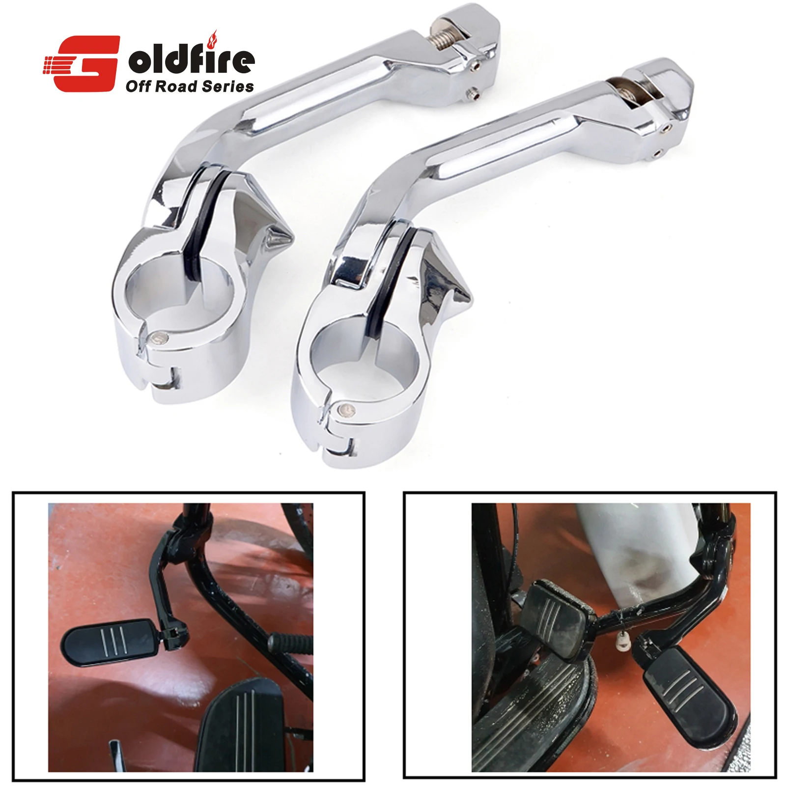 

Motorcycle 1-1/4" 32mm Foot Rests Footpeg Long Angled Highway Engine Guard Mount Clamp Kits For Harley Electra Glide Road King