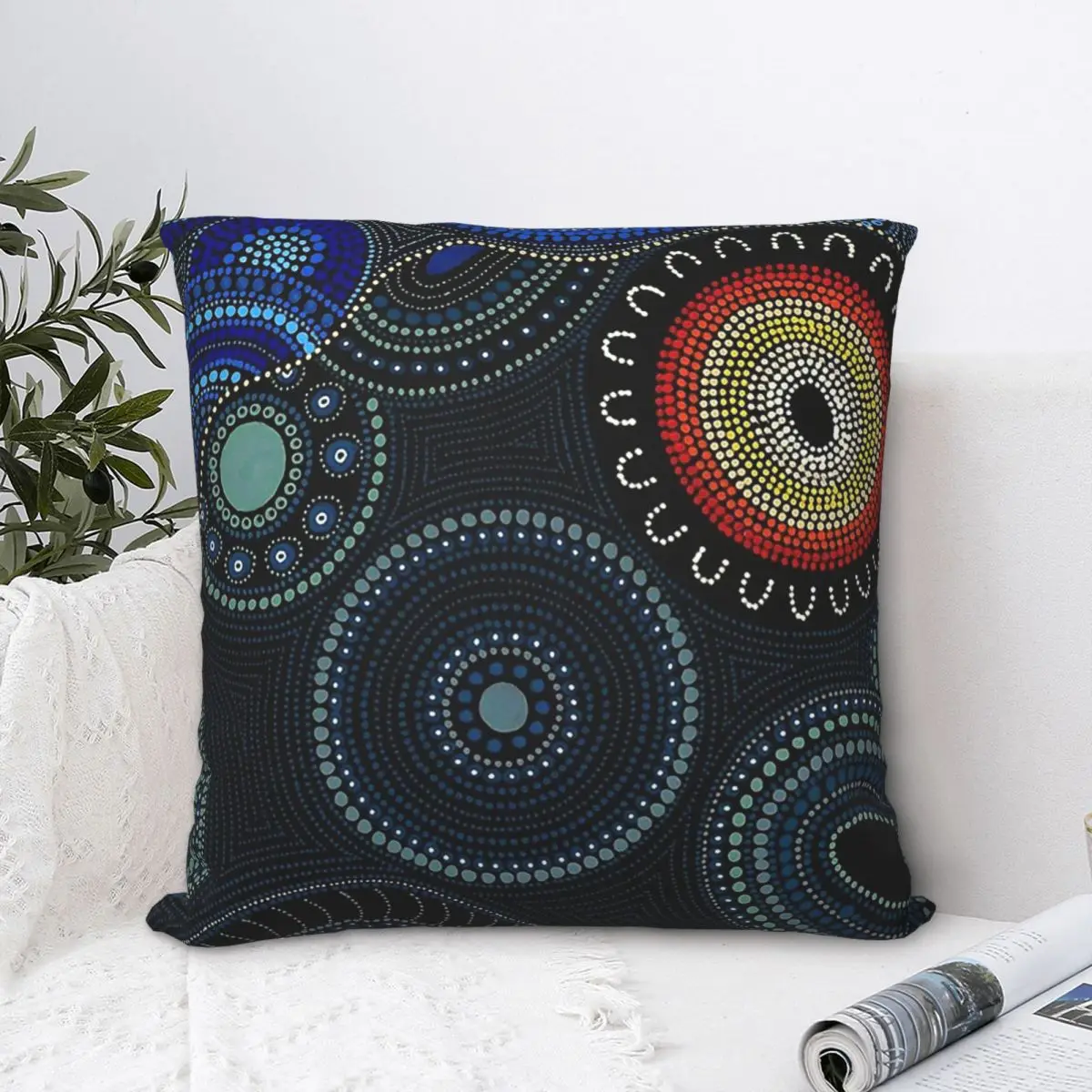 

Isolation Blue Throw Pillow Case Australian Aboriginal Art Cushion Home Sofa Chair Print Decorative Hug Pillowcase