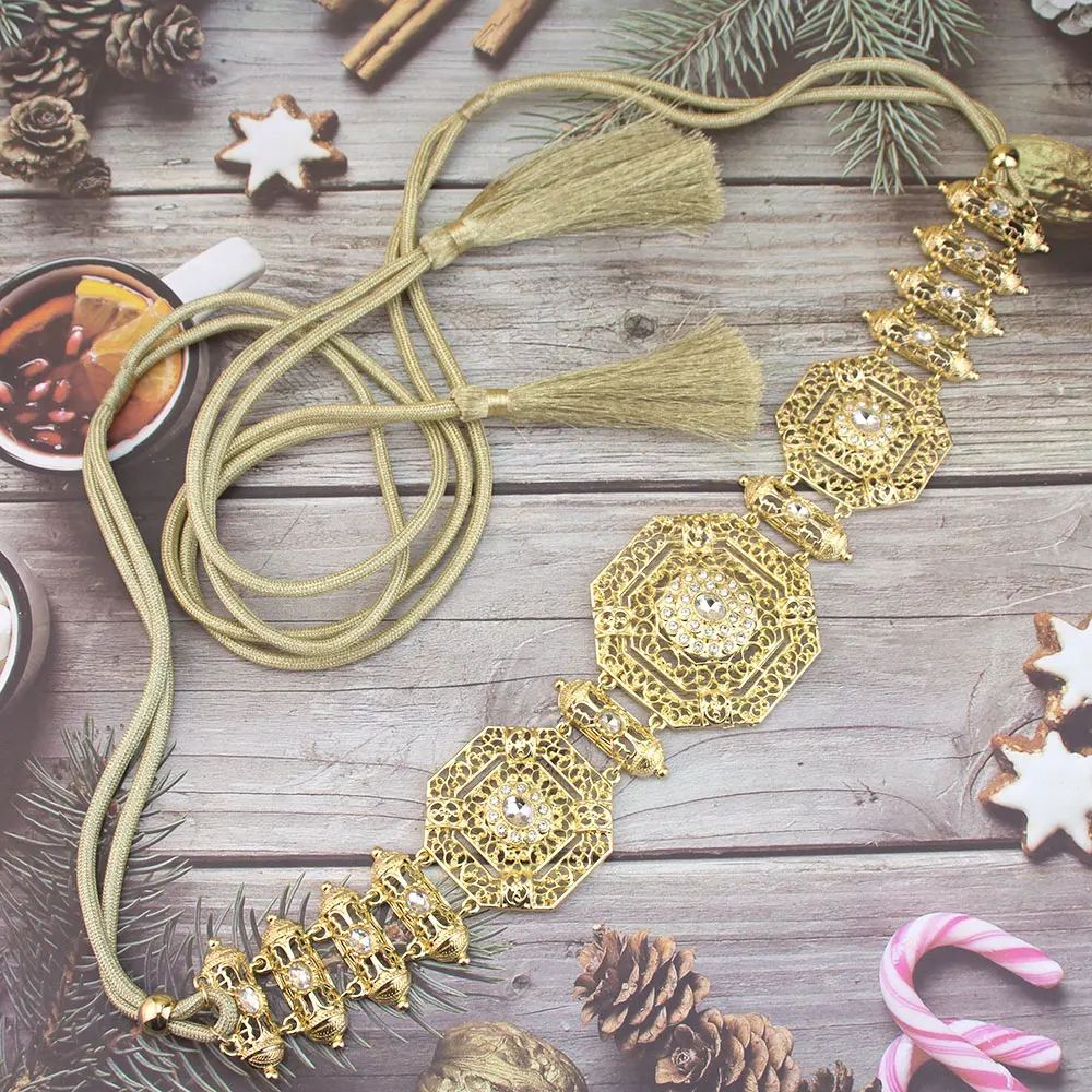 Sunspicems шикарный марокканский кафтан пояс веревка с кисточками поясная цепочка