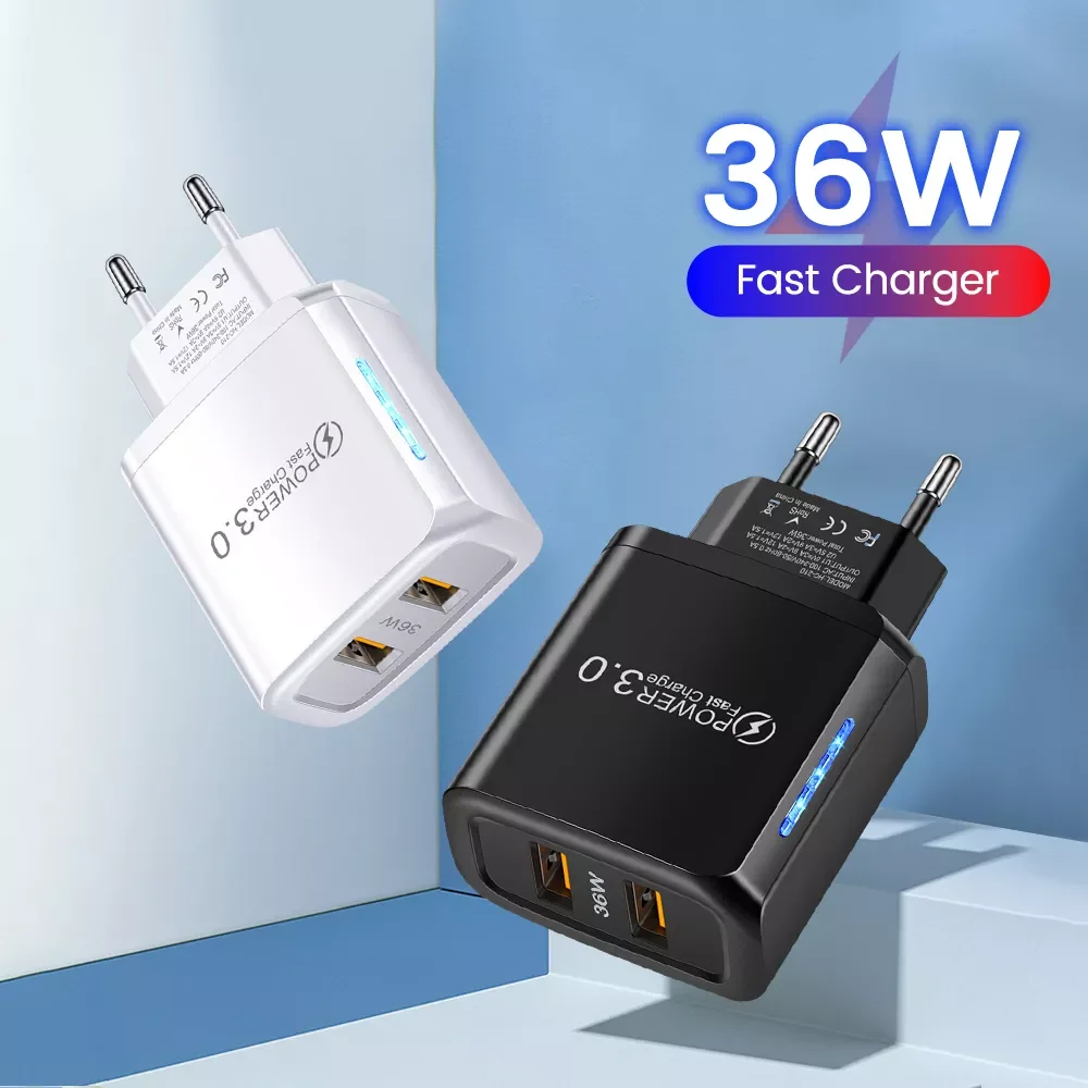

36W Dual USB Charger Fast Charging Quick Charge 3.0 Mobile Phone Chargers Adapter Redmi