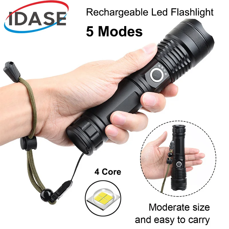 Мощный фонарик XHP70 с 5 режимами светодиодный зумом и usb батареей 18650 или 26650 лучший