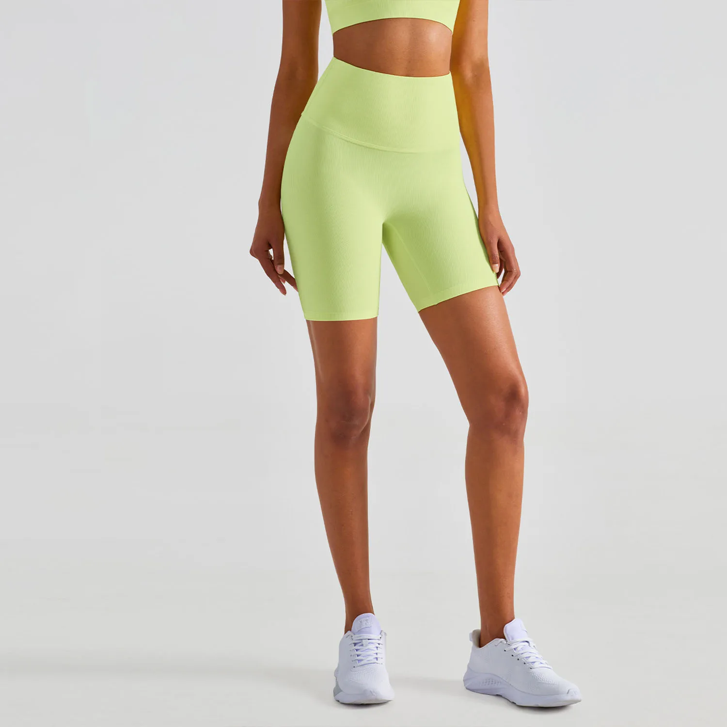 RIB Lulu Workout Gym Biker Shorts Women Anti-sweat High Waist  Sport Shorts Fitness Running Training Wear