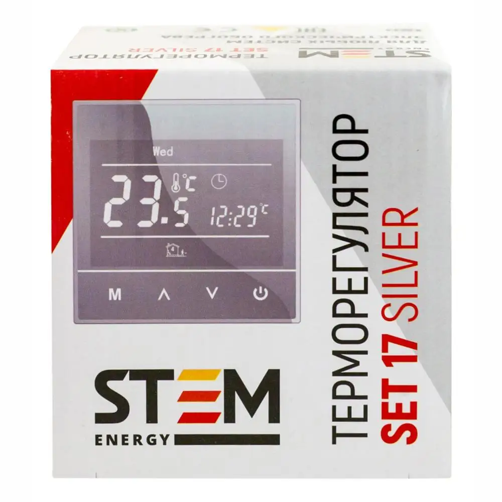 Сенсорный терморегулятор STEM Energy SET-17 SILVER 220В 16А для электрического теплого пола