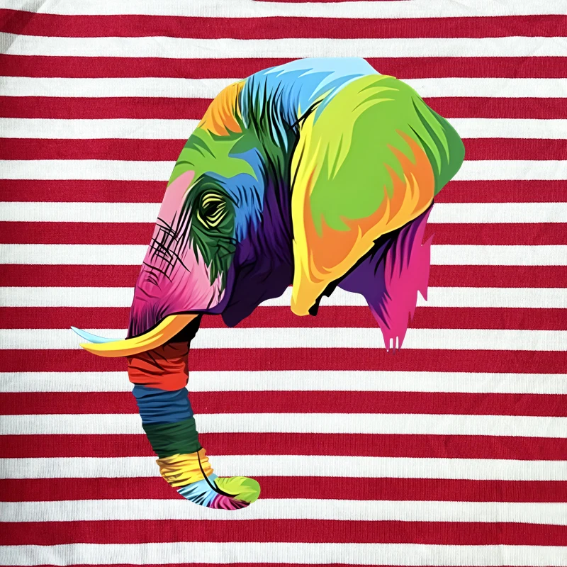 Женская полосатая футболка Break Egg хлопковая с вышитым слоном и длинными рукавами