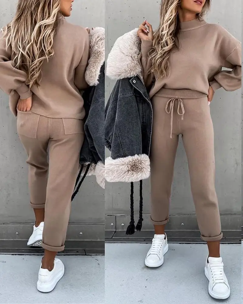 

Новинка Осень-зима 2021, комплект из двух предметов, женский спортивный костюм оверсайз, спортивный костюм, Женская Повседневная зимняя одежд...