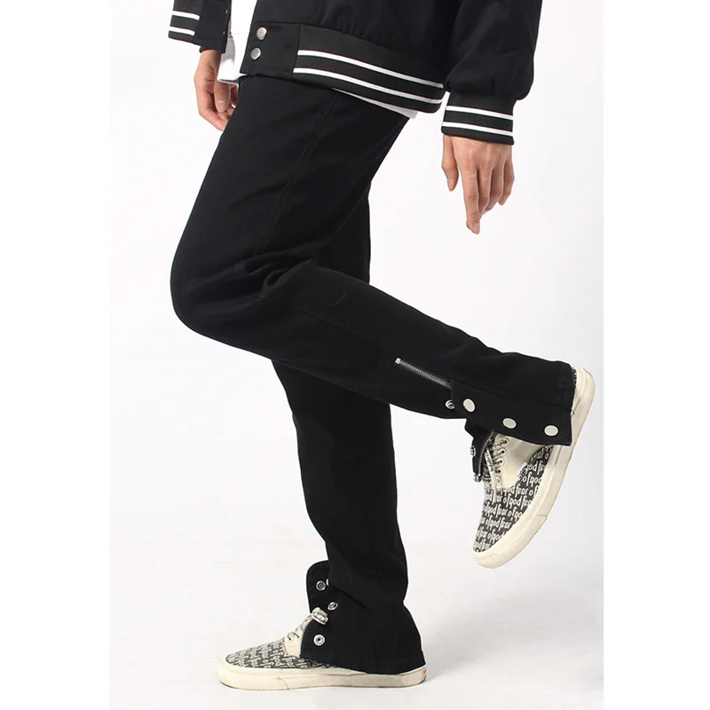 Streetwear Men HIGH STREET BLACK BUTTON JEANS  Fashion New Vintage Temperament Comfortable Pencil Pants Autumn and Winter Female