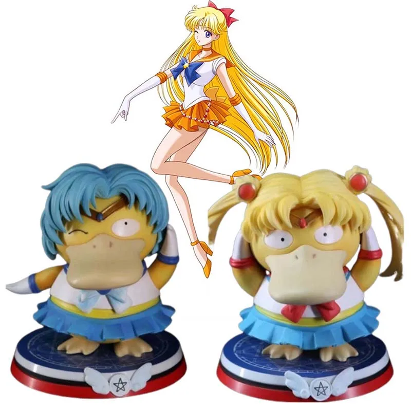 

13cm psyduck COS Sailor Moon Makoto Pokemon Pikachu Kawaii action Anime Figure model Decoration Doll toys prize Birthday gift