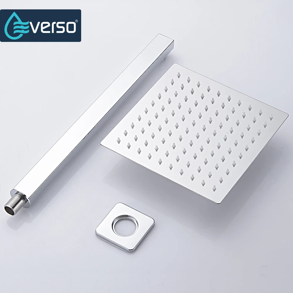 EVERSO 12/10/8 inch Rainfall Shower Head Stainless Steel Ultra-thin Shower Heads Chrome Finish Round & Square Rain Shower images - 6