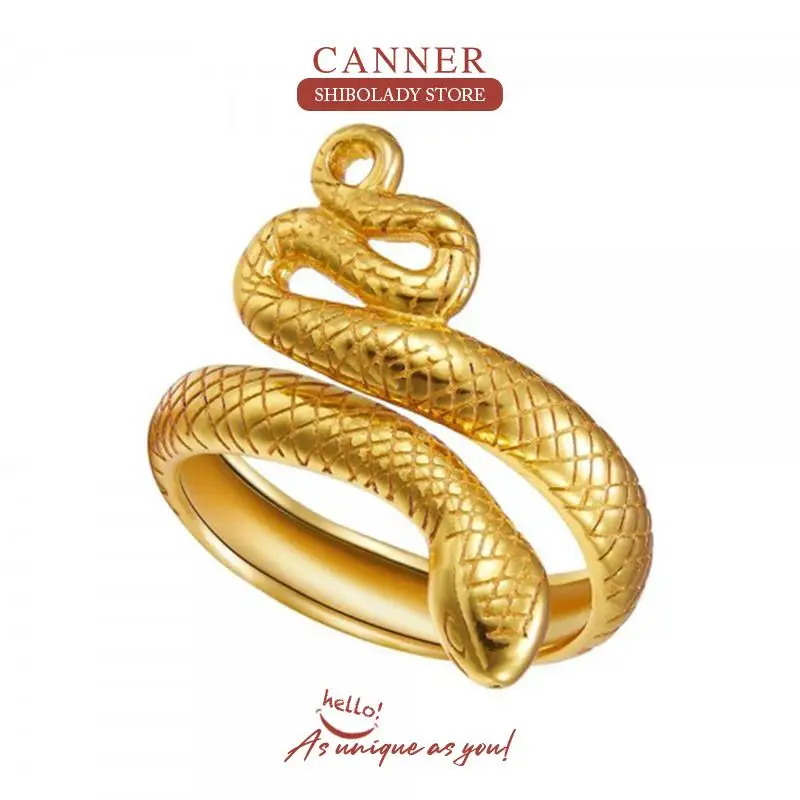 Кольцо женское золотое в стиле ретро со змеиным принтом