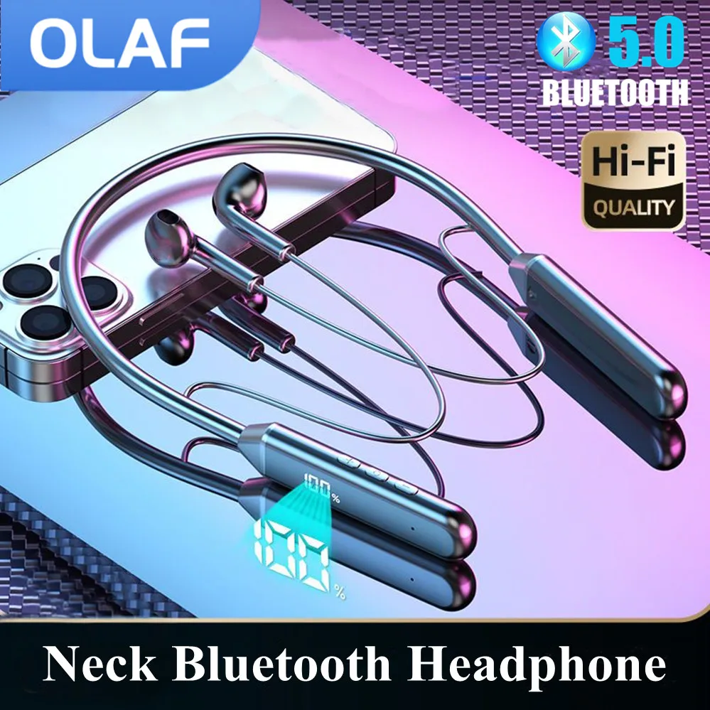 OLAF Earbuds Neckband Wireless Headphones Bluetooth Earphones With Mic Handfree Blutooth Headset Gamer Sport TWS Power Display
