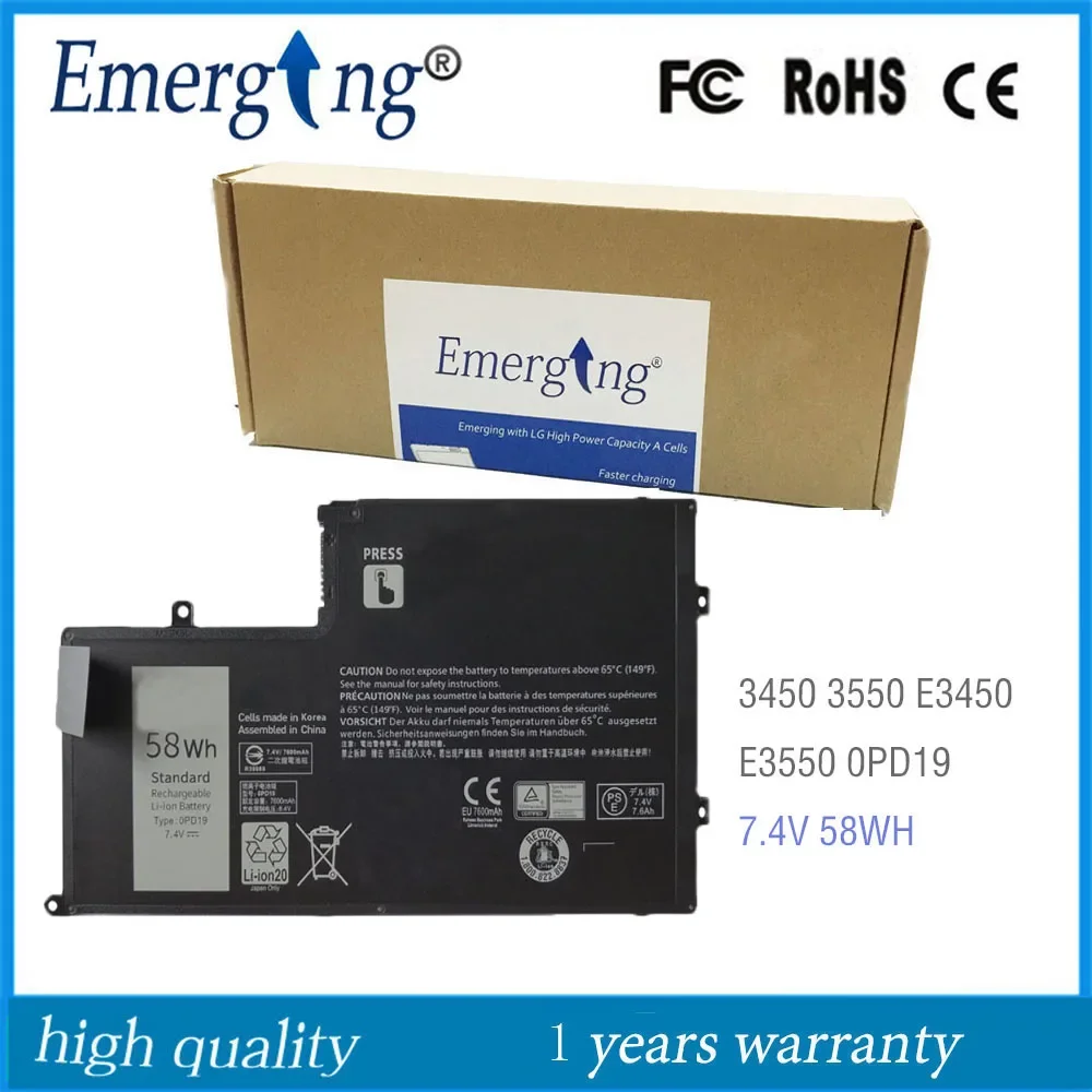 7 4 В 58 Втч Новый аккумулятор для ноутбука 0PD19 Dell Inspiron 14 5443 Latitude 3450 3550 E3450 E3550 OPD19 0DFVYN