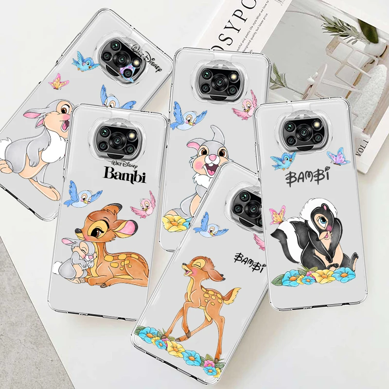 

Bambi Thumper Friend For Xiaomi Poco X5 C55 C50 M5 M4 X4 X3 F3 GT NFC M3 C3 M2 F2 Pro Silicone Transparent Phone Case Coque Capa