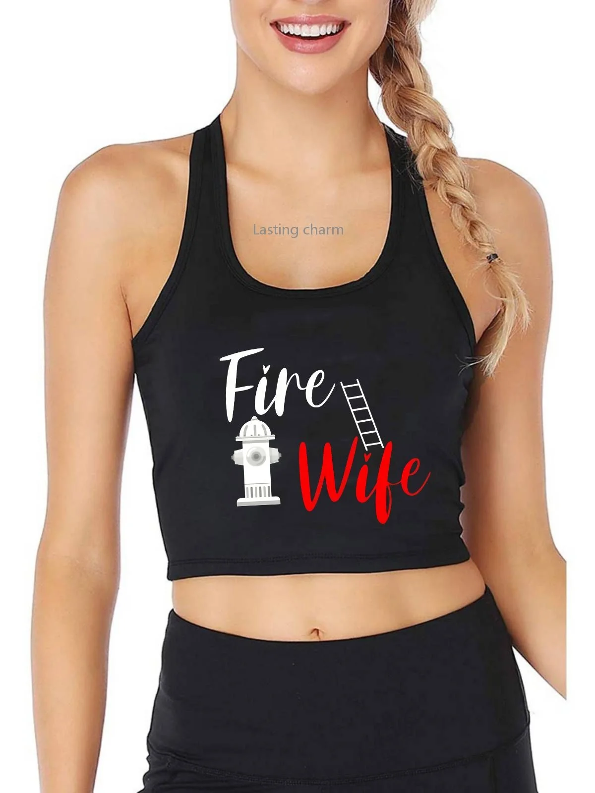 

Débardeur de pompier pour femme, haut court pour adulte, humoristique, amusant, Harajuku, Yoga, sport, entraînement