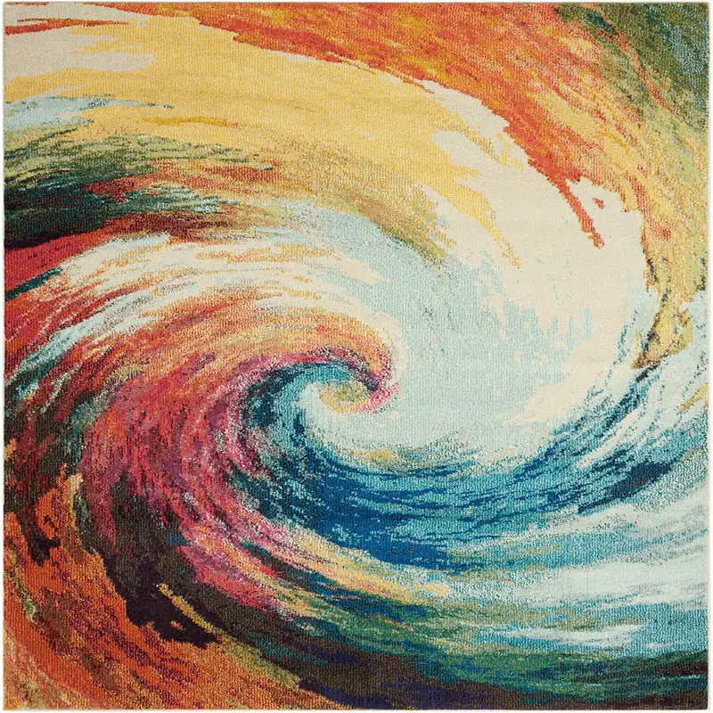 

Newly Arrived Colorful Abstract Wave 5'3" x 7'3" Modern Area Rug for Living Room, an Ideal and Perfect Addition to Any Home.