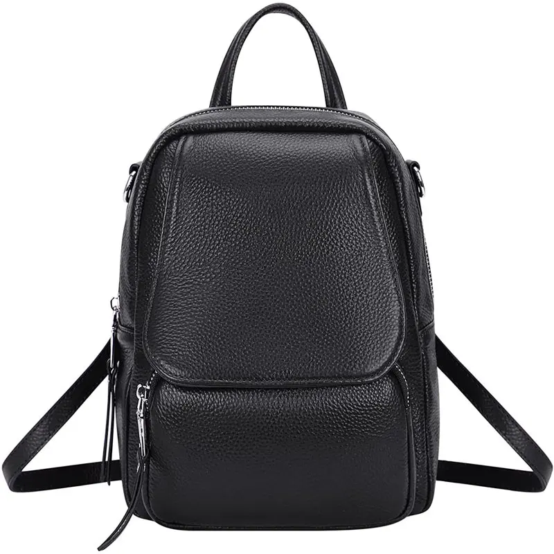 

Mini Genuine Backpack for Women Shoulder Crossbody Bag Elegant S54 Black