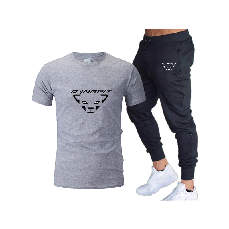 2023 Men's Two-piece Sportswear Suit DYNAFIT Short Sleeved Casual T-shirt and Pants Summer Sports Fitness Jogging Men Sets