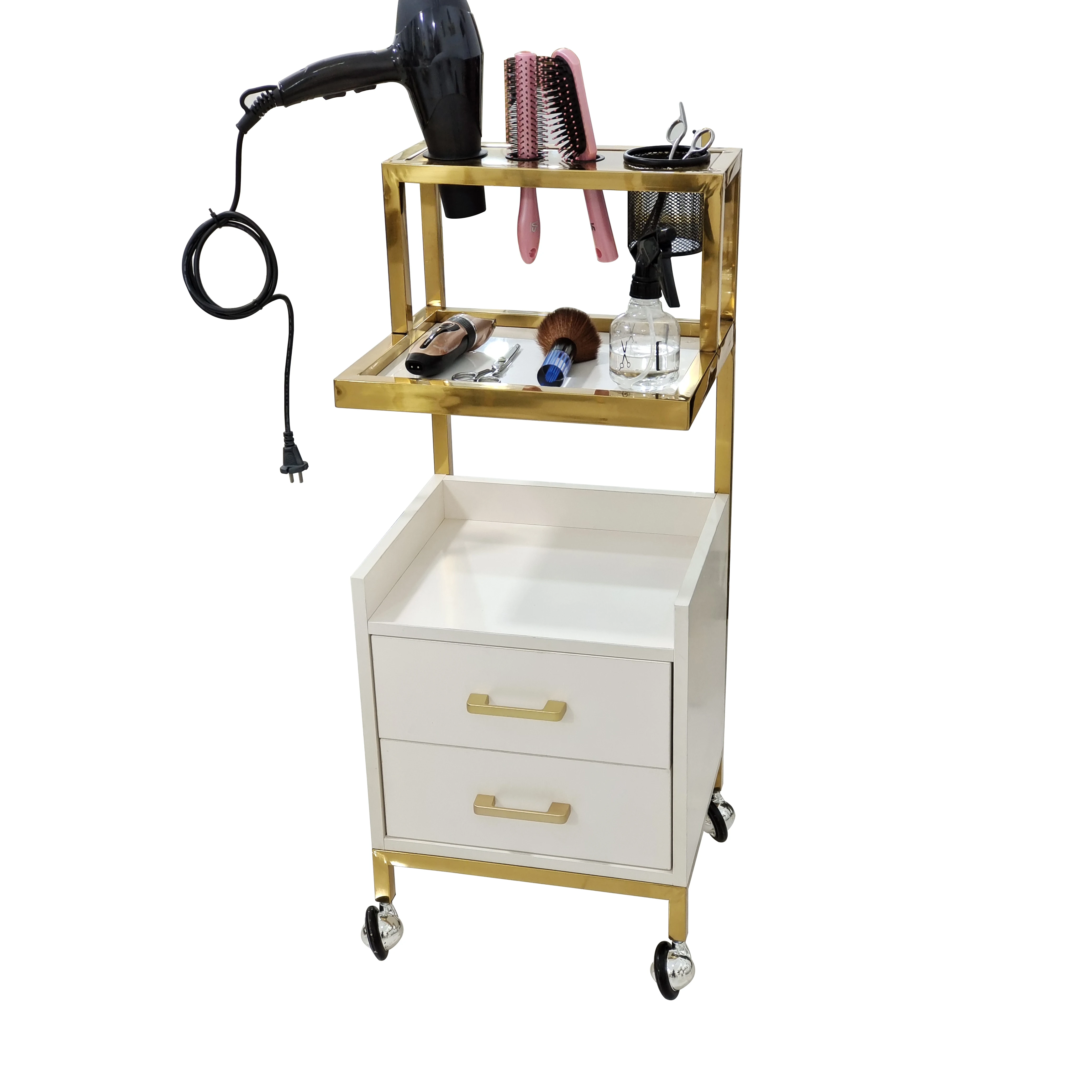 Оборудование для салонов Meiyi белая и Золотая тележка салона приспособление