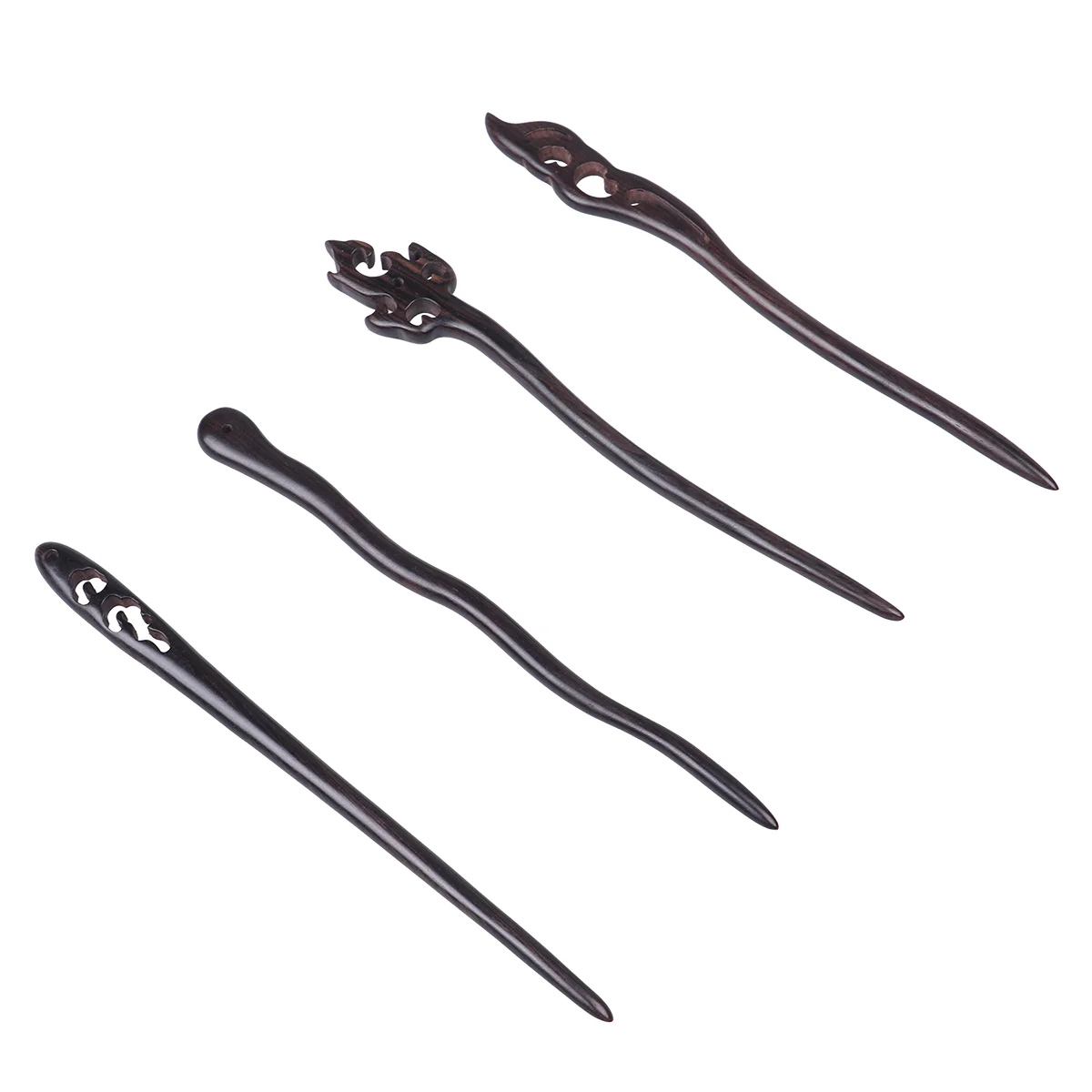 

4PCS Ebony Hair Sticks Wooden Hairpin Carved Hair Hair Chopsticks for