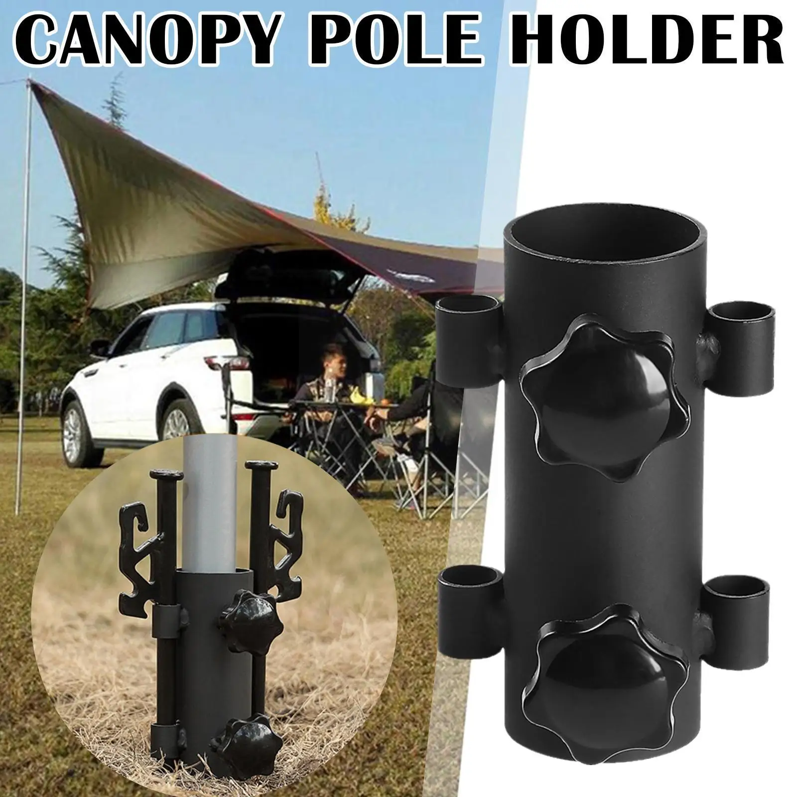 

Awning Rod Holder Iron Reinforced Large Aperture Canopy Poles Stand Tarp Pole Adjustable Fixator For Hiking Fishing Accesso H6U6