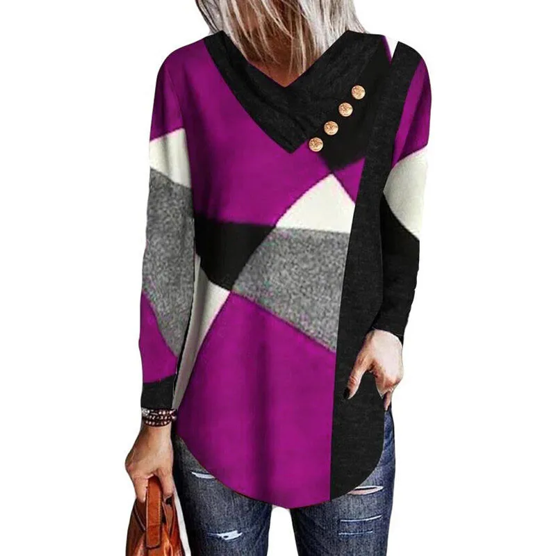 Женская Винтажная футболка с длинным рукавом большие свободные пикантные