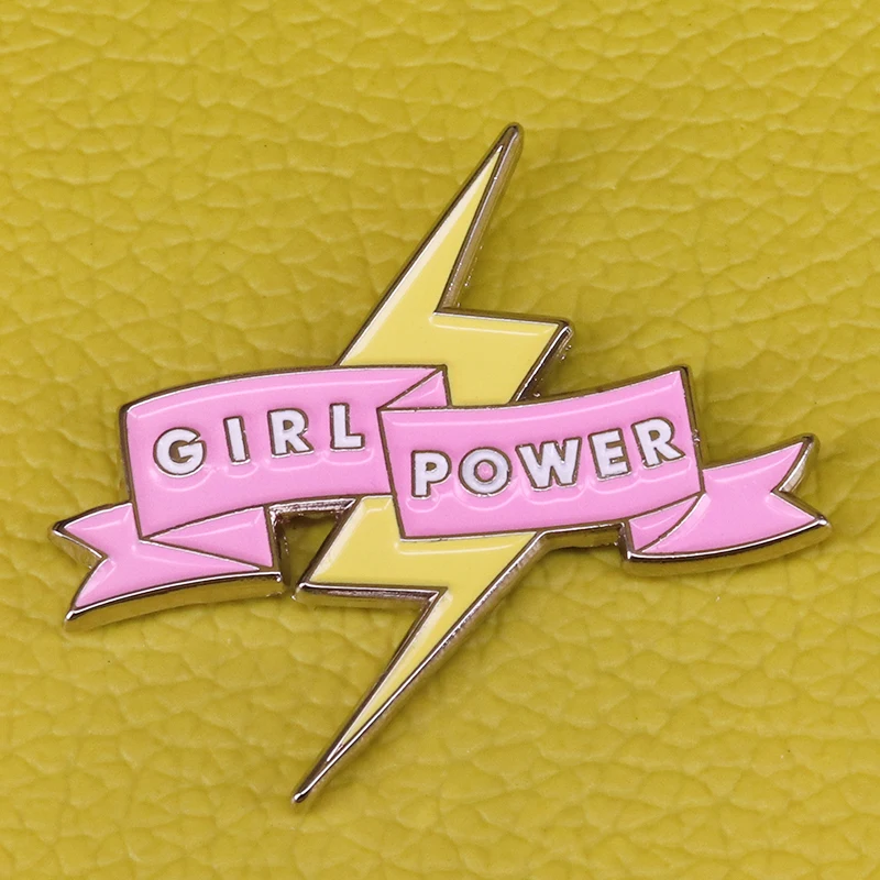 

Girl Strong Power Powerful Feminist Enamel Brooch Pin Denim Jacket Lapel Metal Pins Brooches Badges Exquisite Jewelry Accessorie