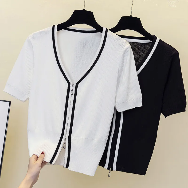 

Женский кардиган с V-образным вырезом, в полоску