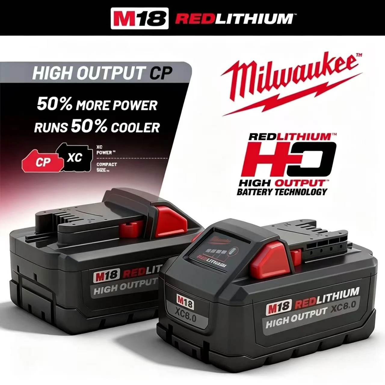 Фото Аккумулятор Milwaukee 48-11-1852 XC8.0 RedLithium: безопасная зарядка, увеличенная емкость, более длительное время работы REDLITHIUM ™   Аккумулятор XC №3