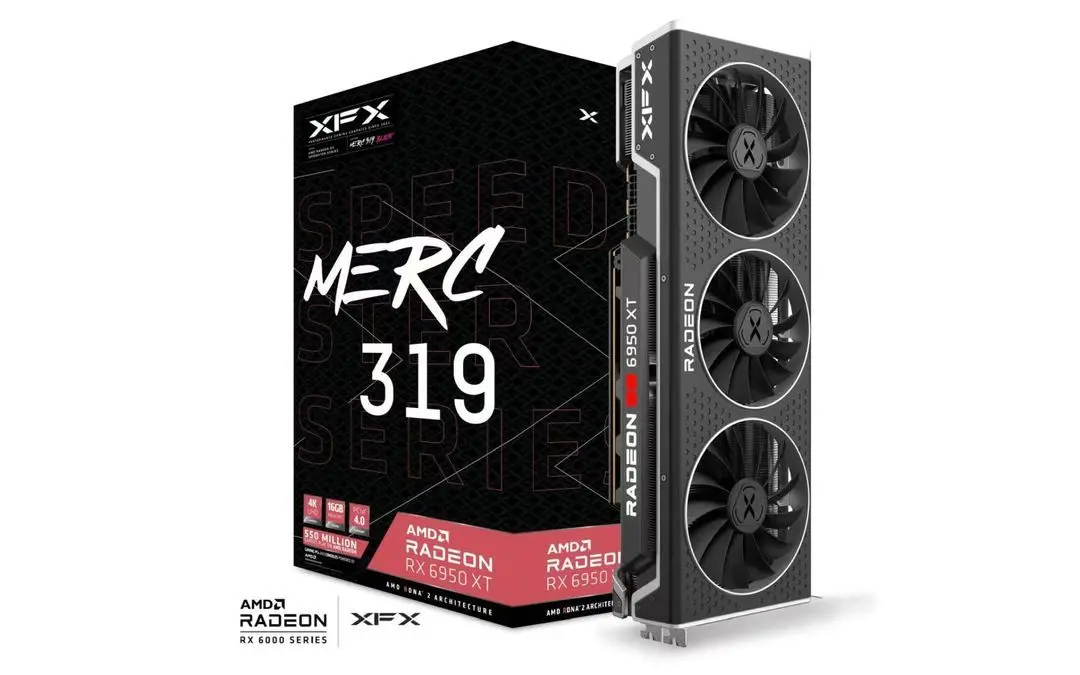 

New XFX Speedster MERC 319 AMD Radeon™ RX 6950 XT Black Gaming Graphics Card with 16GB GDDR6, AMD RDNA™ 2