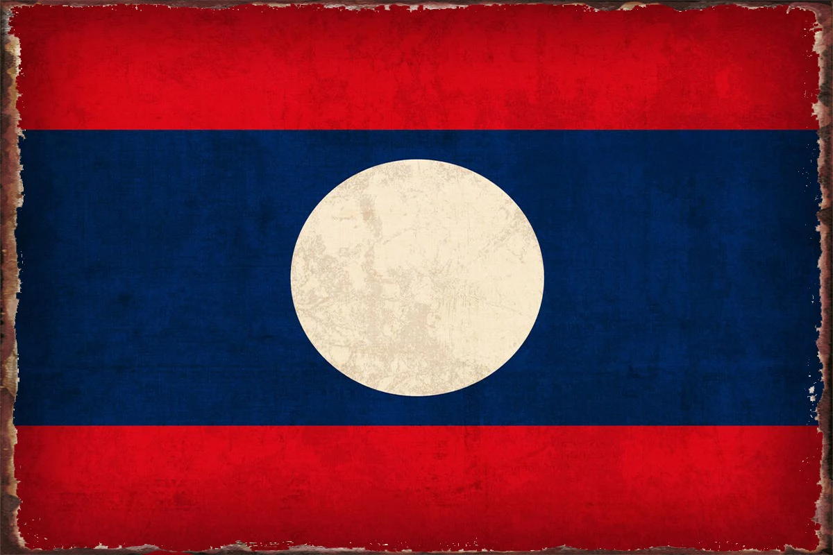 

Laos Flag on Distressed Canvas Wall Decor Room Decoration Retro Vintage Metal Sign Tin Sign Tin Plates For Cafe Pub Home