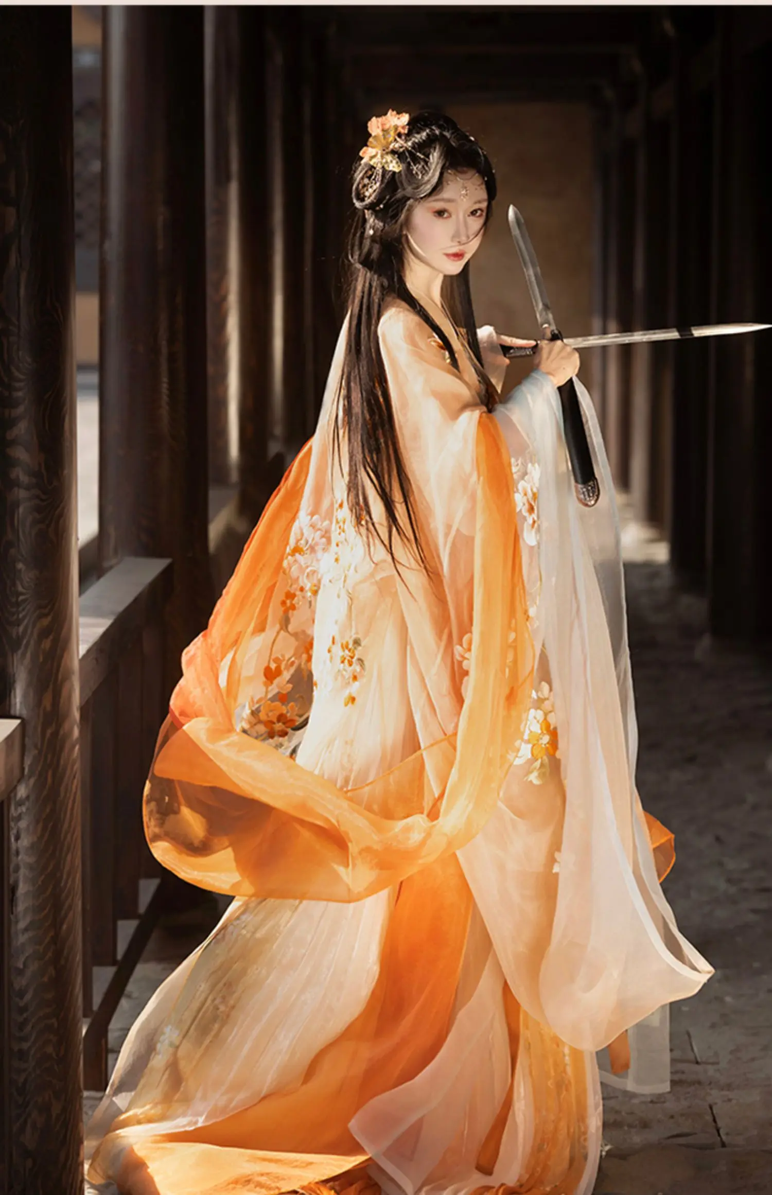 Женская Повседневная рубашка Hanfu с длинными рукавами и вышивкой в тяжелом стиле