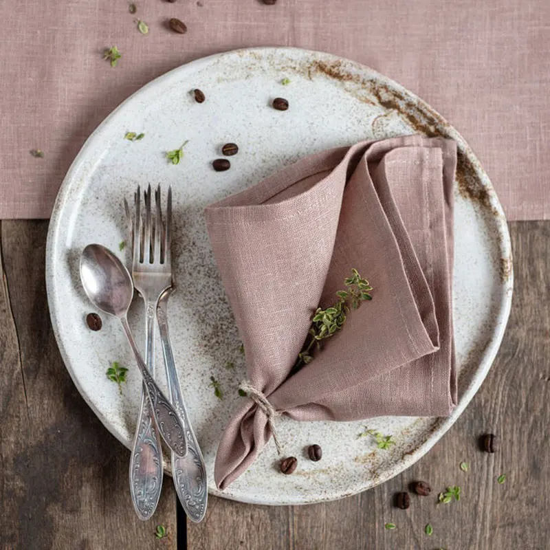 

4PCS 45X45CM Pure Linen Classical Custom Home Table Napkins,100% Linen Napkins Restaurant Wedding Dinner Solid Color Cloth