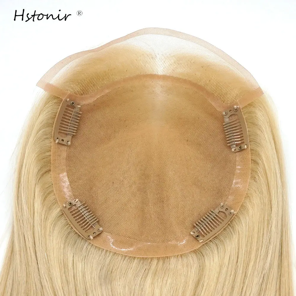 Hstonir Toupee Natural Hair Wig 100% Women's Human Topper Hairpiece For Hair Silk Base Lace Front European Remy Hair Kippa TP31