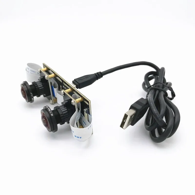 Фото Горячая новинка: USB-камера с эффектом рыбьего глаза, USB2.0, 3D-стерео, 1080P, OTG, UVC, широкоугольная, с двумя объективами, для VR-камер 360° №1