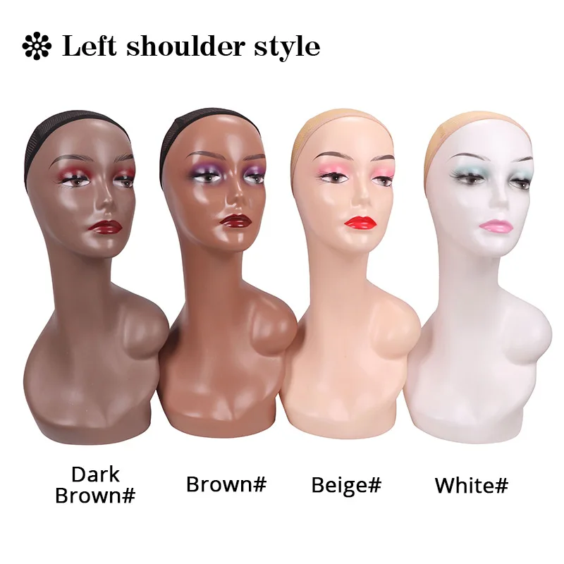 Half Shoulder Dummy Head 6Pcs/Box Fiber Glass Mannequin Head With Bottom Cover Wig Display Stand Female Mannequin Head For Wig enlarge