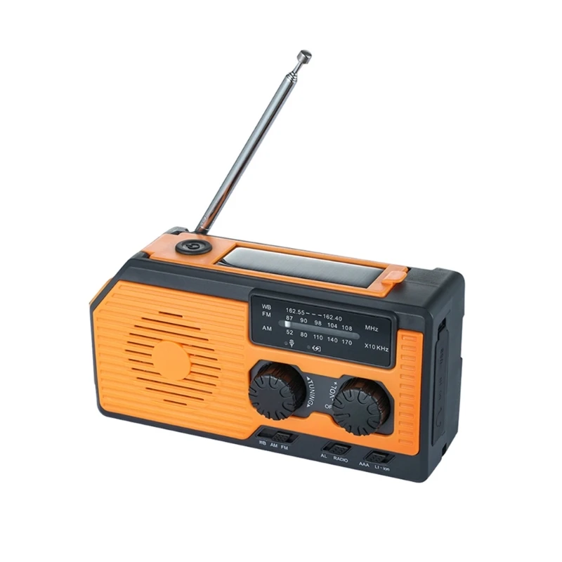 

Emergency Noaa Radio Solar Power Hand Crank 5000mah Battery Phone Charger Power Display SOS Flashlight Weather Radio