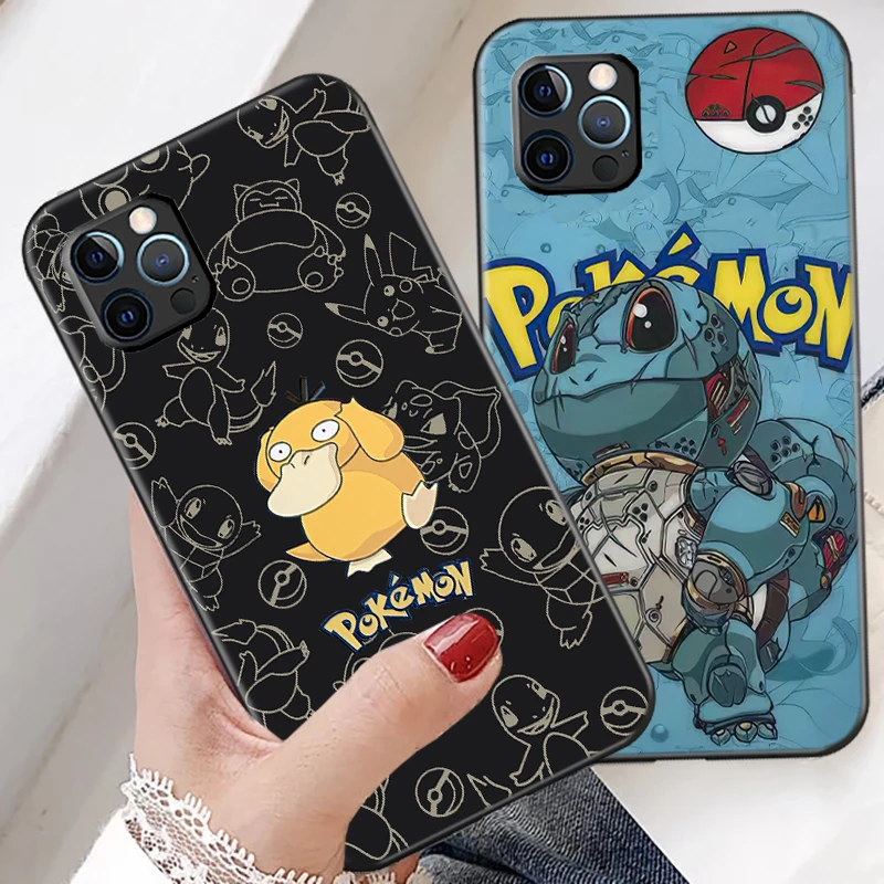 

Cartoon Pokémon Phone Case For Funda iPhone 11 12 13 Pro Max 12 Mini X XR XS Max 6 6s 7 8 Plus Liquid Silicon Coque Celular