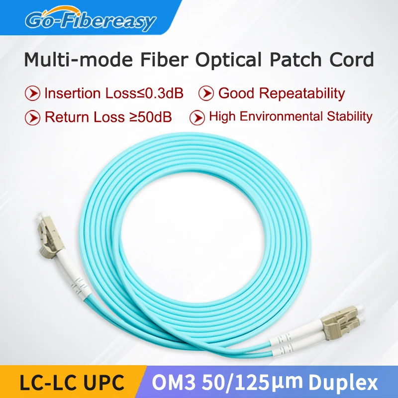5pcs OM3 Multi-Mode Duplex Fiber Patch Cord LC-LC 50/125um UPC Polish For 10G Network 1m,2m,3m,5m,10m Optical Fiber Patch Cable