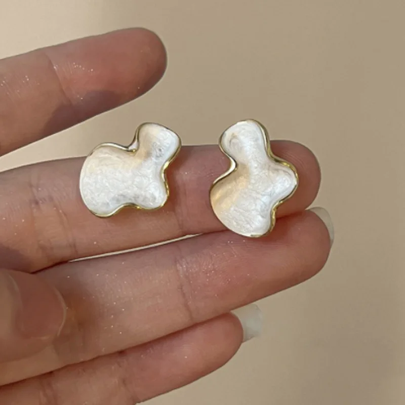 

Женские серьги с эмалью, серьги неправильной формы с белыми глазурными облаками, Ювелирное Украшение в Корейском стиле, Y2k, 2023