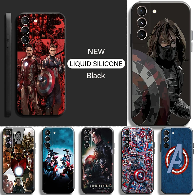 

Captain America Iron Man Winter Soldier For Samsung Galaxy S22 S21 S20 FE Plus Ultra S10 Lite S10E Plus 5G Phone Case Black TPU