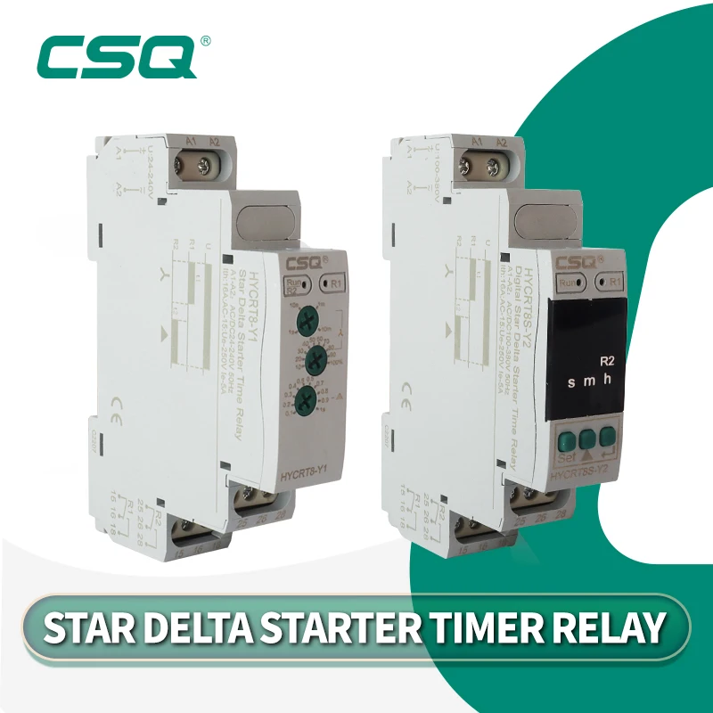 CSQ HYCRT8-Y LED Digital Display Delta Relay Motor Starter AC230V AC/DC24V-240V Delay on Motor Star Delta Timer Soft starter