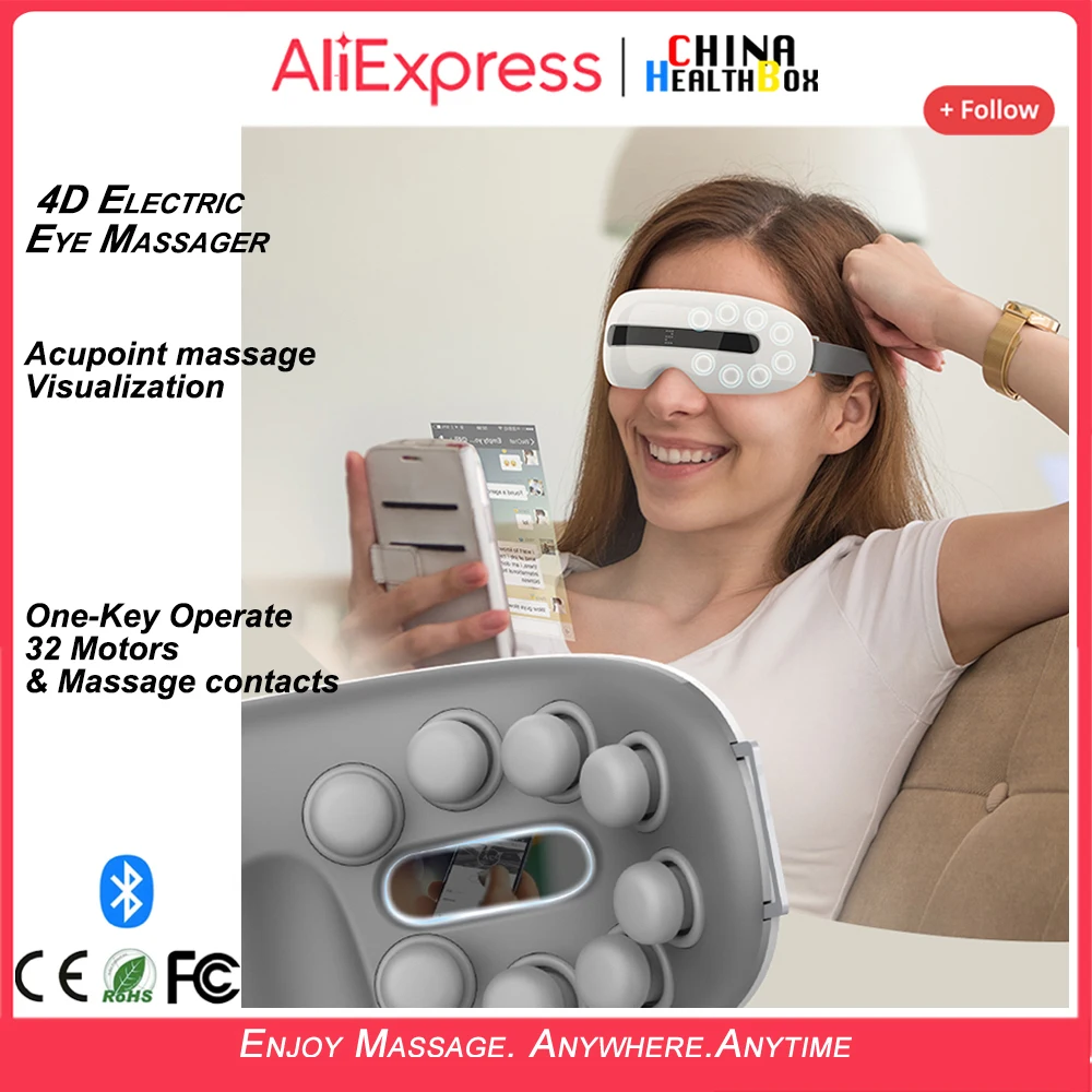 

SuperDeals 90% Off 4D Acupoint Eye Massager Electric Vibration Massage Protect Eye Anti Wrinkle Bluetooth Music Help Sleeping
