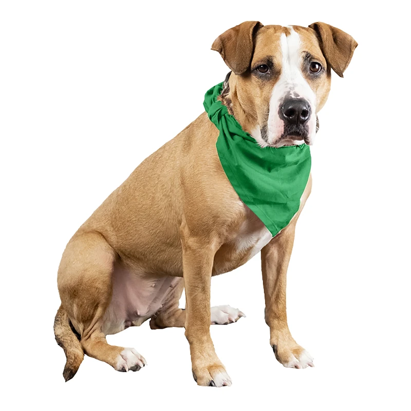 

Pcs Plain Cotton Pets Dogs Bandana Triangle Shape - Large Pets (Green)