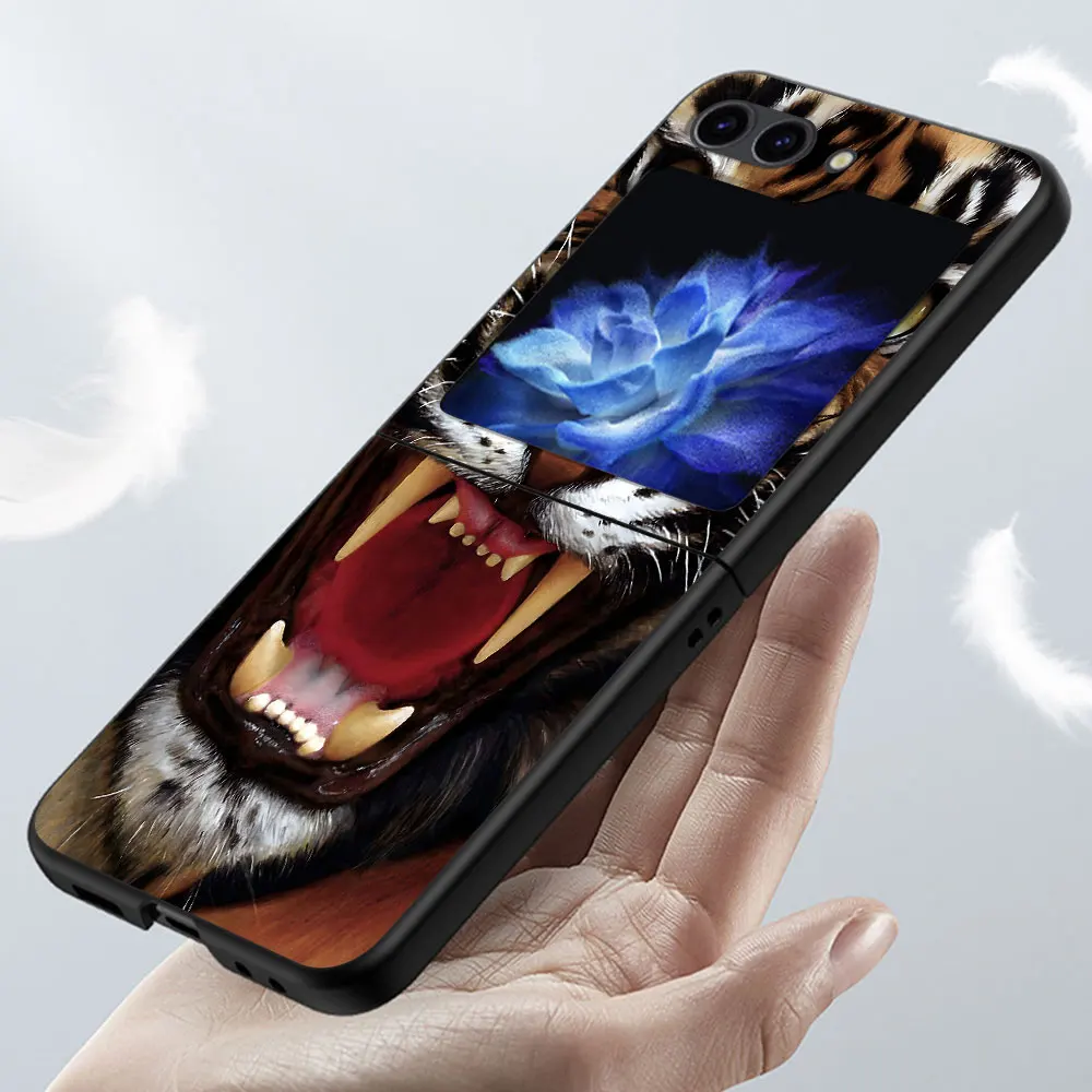 Чехол Lion Tiger Beast King Wolf для Samsung Galaxy Z Flip6 Flip5 черный чехол мобильного телефона Flip 5 6